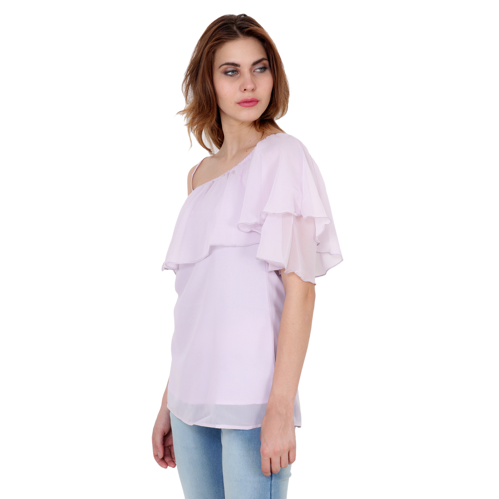LOST IN PASTEL PURPLE CAPE SLEEVES REGULAR TOP